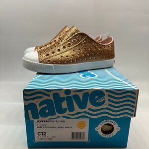 Native Jefferson Slip On Shoes *Size 12 Kids* Rose gold glitter